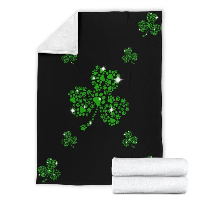 Dog Paw Shamrock Fleece Blanket Gift Idea 4 - PerfectIvy