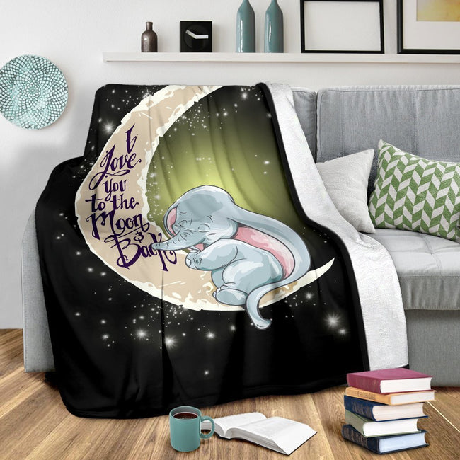 Elephant Fleece Blanket I Love You To The Moon And Back 3 - PerfectIvy