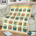 Hippie Van Car Fleece Blanket Funny Gift Idea 2 - PerfectIvy