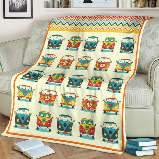 Hippie Van Car Fleece Blanket Funny Gift Idea 2 - PerfectIvy