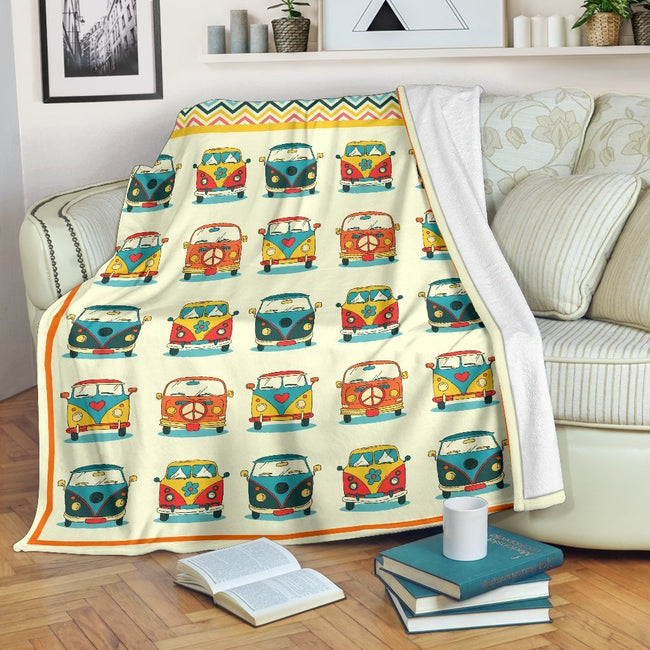 Hippie Van Car Fleece Blanket Funny Gift Idea 1 - PerfectIvy