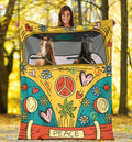 Hippie Van Horse Fleece Blanket Funny Gift For Horse Lover 5 - PerfectIvy