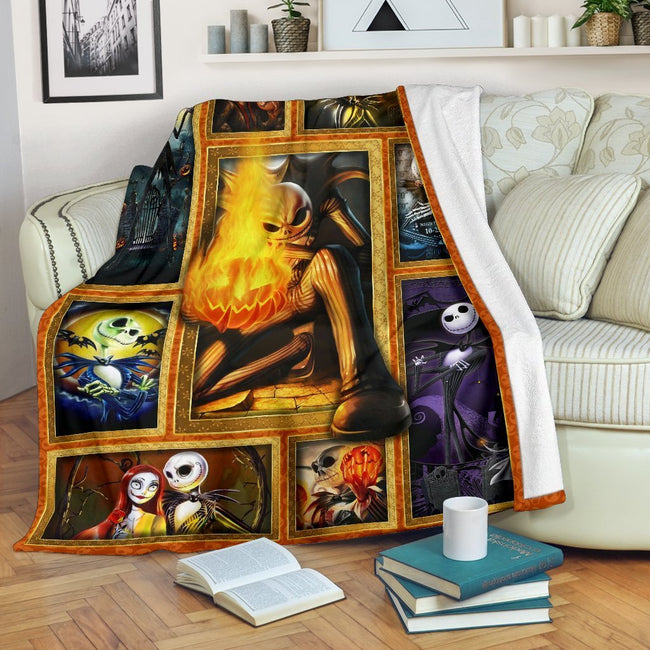 Jack Skellington Hold Fire Fleece Blanket Gift Idea For Fan 1 - PerfectIvy