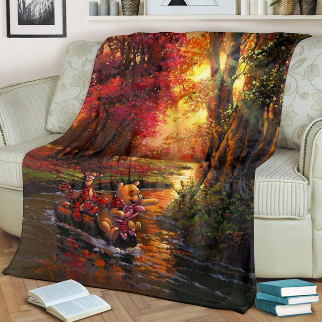 Lake Trip Winnie The Pooh Fleece Blanket Gift Idea 2 - PerfectIvy