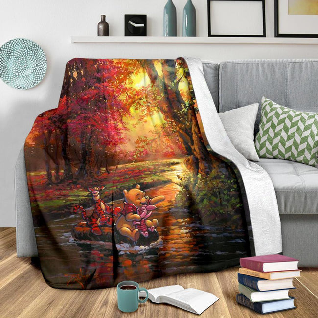 Lake Trip Winnie The Pooh Fleece Blanket Gift Idea 3 - PerfectIvy