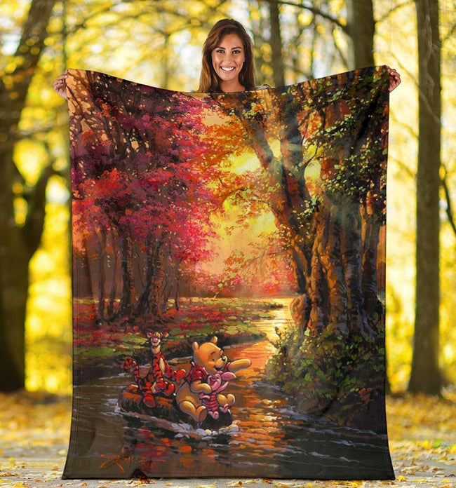 Lake Trip Winnie The Pooh Fleece Blanket Gift Idea 5 - PerfectIvy