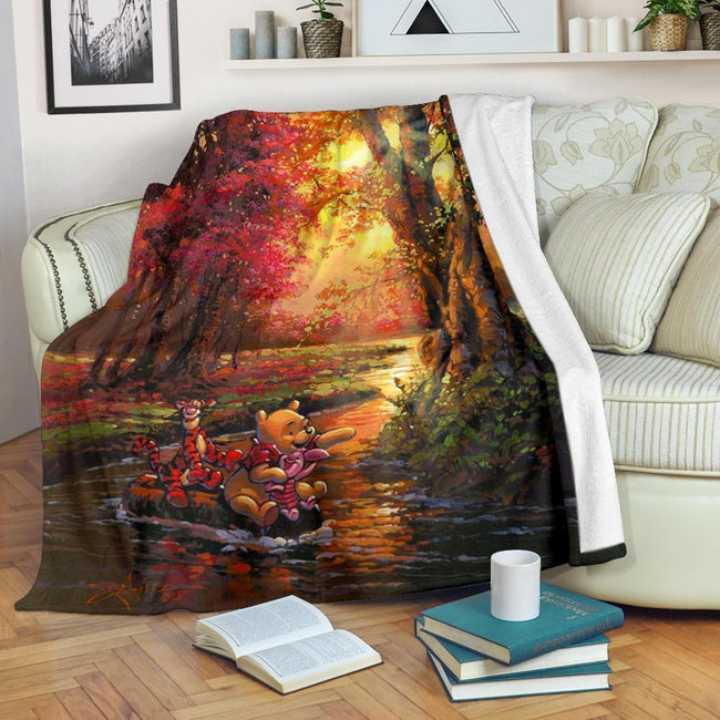 Lake Trip Winnie The Pooh Fleece Blanket Gift Idea 1 - PerfectIvy