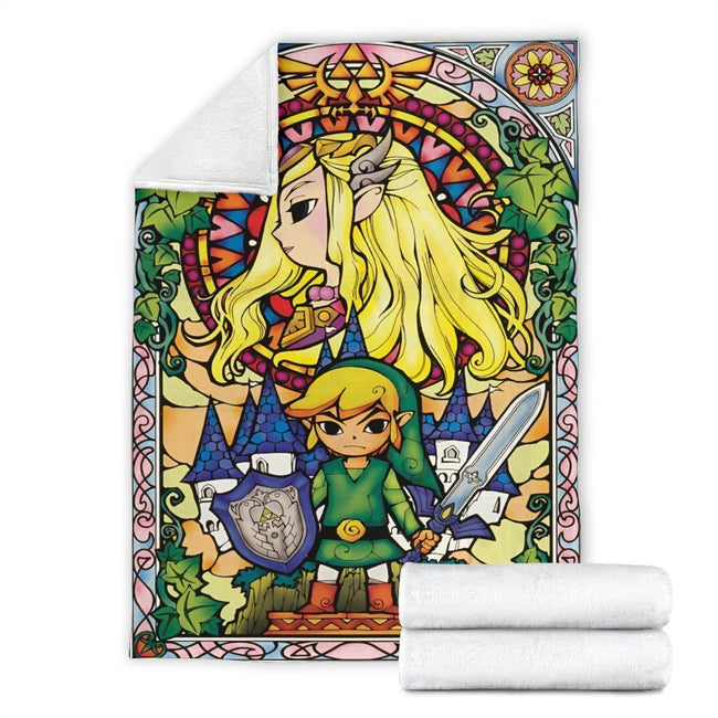 Legend Of Zelda Fleece Blanket Stain Glasses Style Bedding Decor Gift 4 - PerfectIvy