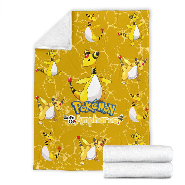 Let's Go Ampharos Pokemon Fleece Blanket Funny Gift For Fan 7 - PerfectIvy