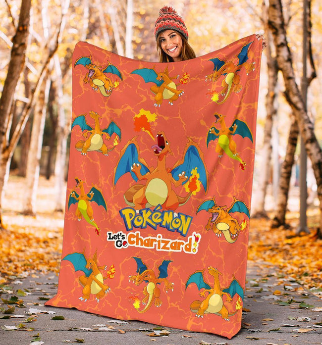 Let's Go Charizard Pokemon Fleece Blanket Gift Idea For Fan 5 - PerfectIvy