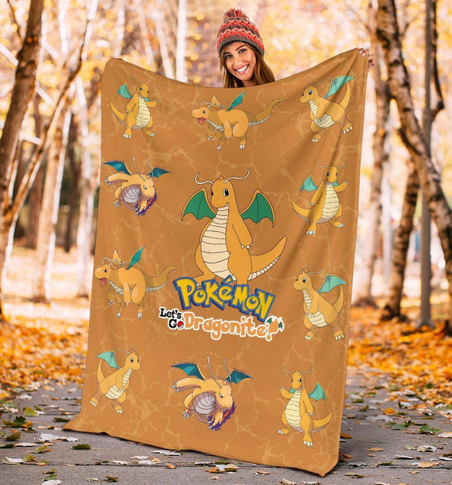 Let's Go Dragonite Pokemon Fleece Blanket Funny Gift For Fan 5 - PerfectIvy