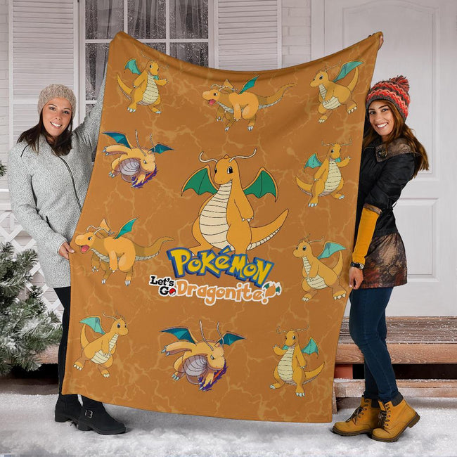 Let's Go Dragonite Pokemon Fleece Blanket Funny Gift For Fan 6 - PerfectIvy