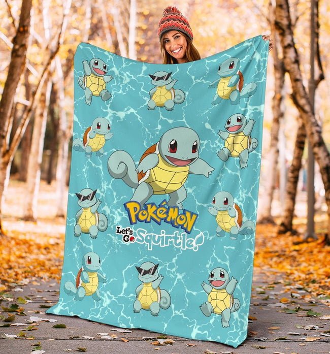 Let's Go Squirtle Pokemon Fleece Blanket Funny Gift Idea 5 - PerfectIvy