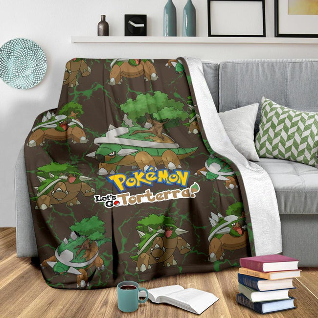 Let's Go Torterra Pokemon Fleece Blanket Funny Gift For Fan 4 - PerfectIvy