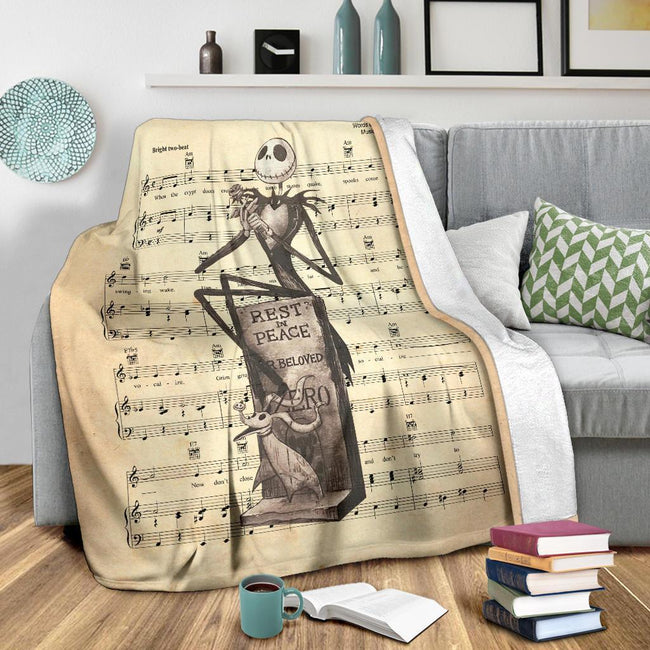 Lyric Grim Grinning Ghost Jack Skellington Fleece Blanket 3 - PerfectIvy
