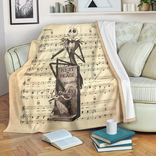 Lyric Grim Grinning Ghost Jack Skellington Fleece Blanket 1 - PerfectIvy