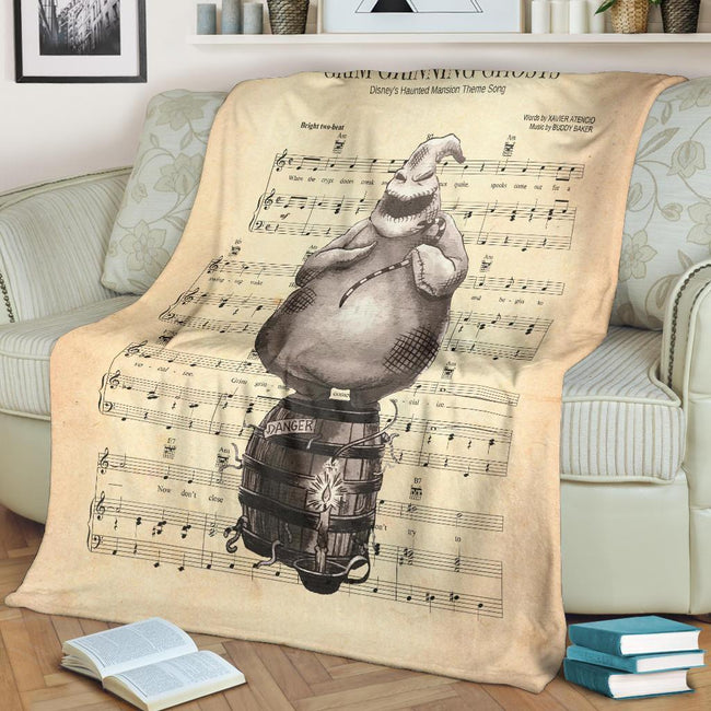 Lyric Grim Grinning Ghost Oogie Boogie Fleece Blanket 2 - PerfectIvy