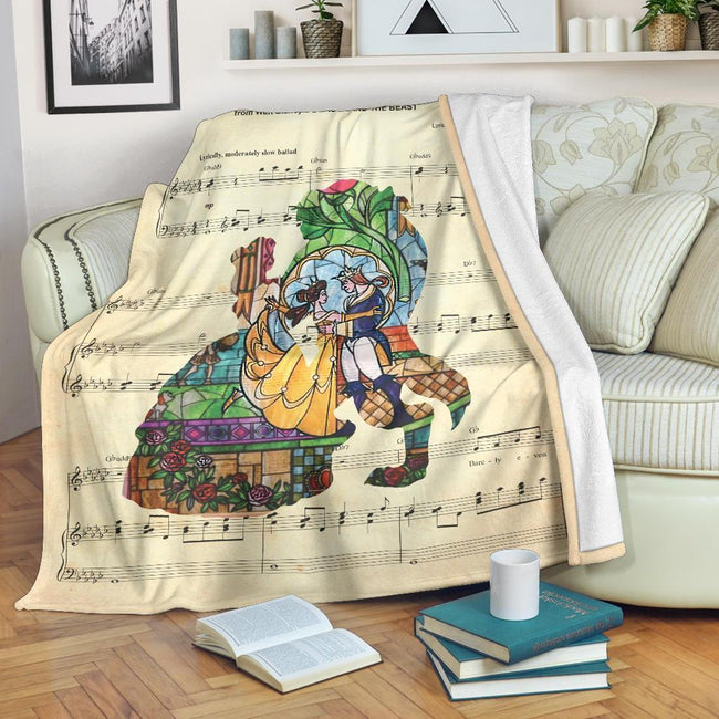 Lyric Song Beauty & The Beast Fleece Blanket For Bedding Decor 1 - PerfectIvy