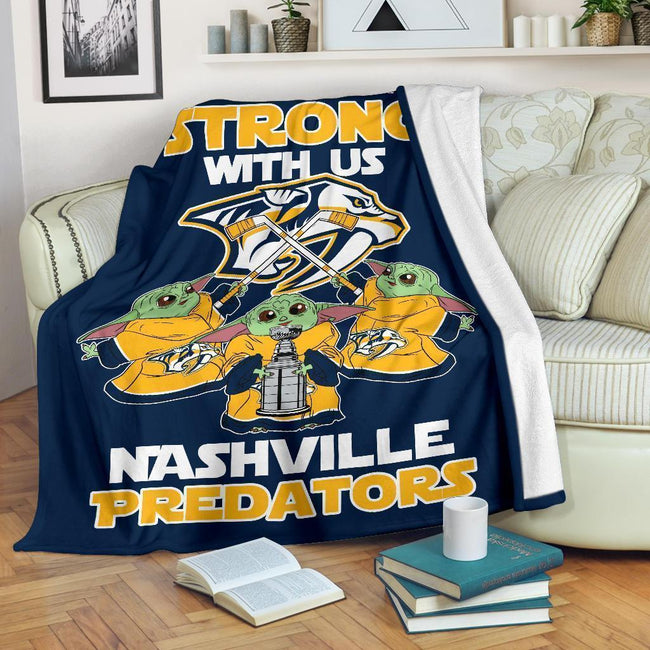 Nashville Predators Baby Yoda Fleece Blanket The Force Strong 2 - PerfectIvy