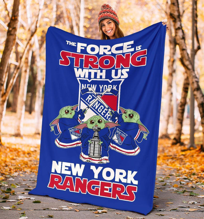 New York Rangers Baby Yoda Fleece Blanket The Force Strong 5 - PerfectIvy