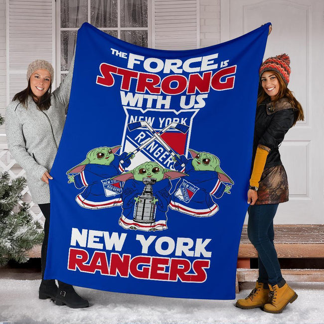 New York Rangers Baby Yoda Fleece Blanket The Force Strong 6 - PerfectIvy