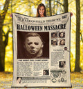 Newspaper Style Michael Myers Fleece Blanket Horror Bedding Decor 2 - PerfectIvy
