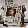 Newspaper Style Michael Myers Fleece Blanket Horror Bedding Decor 3 - PerfectIvy