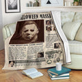 Newspaper Style Michael Myers Fleece Blanket Horror Bedding Decor 4 - PerfectIvy
