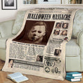 Newspaper Style Michael Myers Fleece Blanket Horror Bedding Decor 5 - PerfectIvy