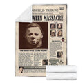 Newspaper Style Michael Myers Fleece Blanket Horror Bedding Decor 7 - PerfectIvy