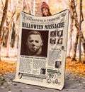 Newspaper Style Michael Myers Fleece Blanket Horror Bedding Decor 1 - PerfectIvy