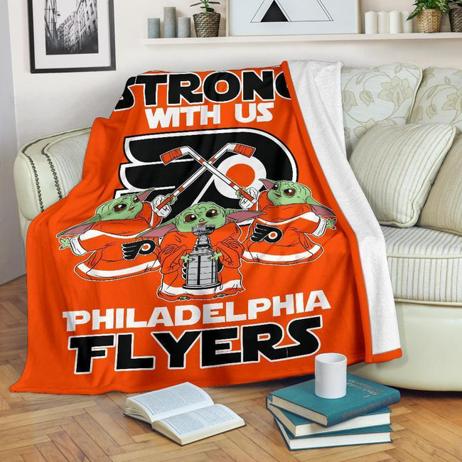 Philadelphia Flyers Baby Yoda Fleece Blanket The Force Strong 2 - PerfectIvy
