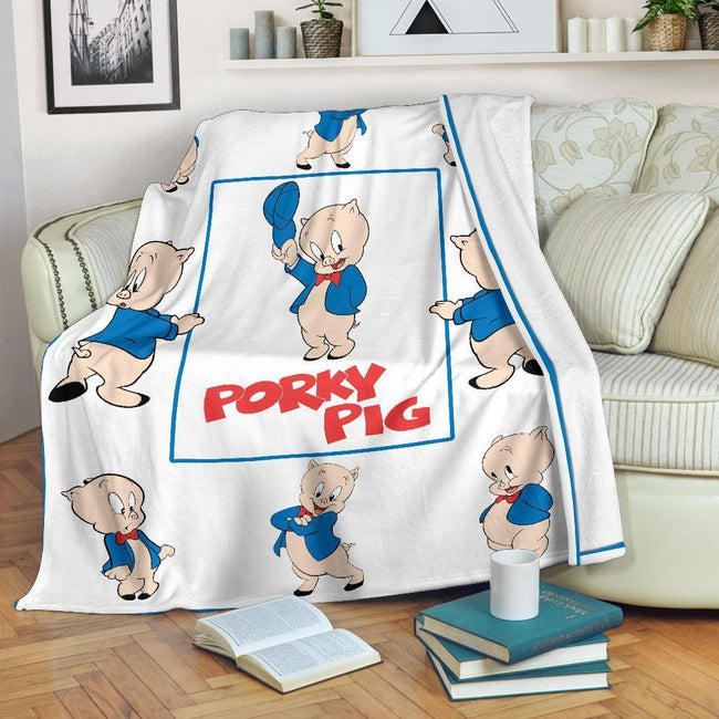 Porky Pig Fleece Blanket Looney Tunes Cartoon Fan 2 - PerfectIvy