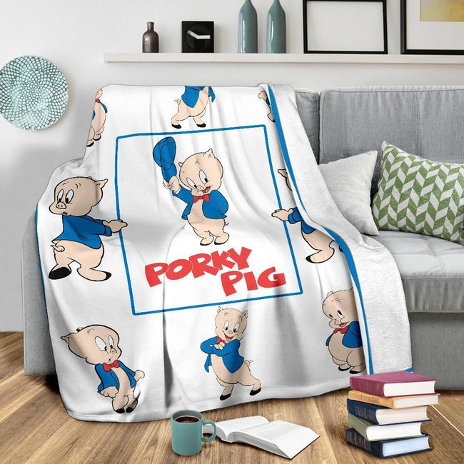Porky Pig Fleece Blanket Looney Tunes Cartoon Fan 4 - PerfectIvy
