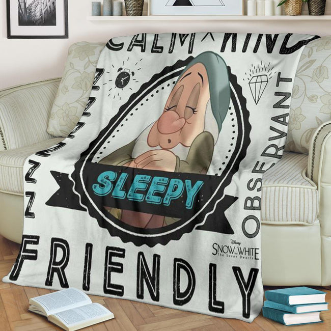 Sleepy Dwarf Fleece Blanket Snow White And 7 Dwarfs 2 - PerfectIvy