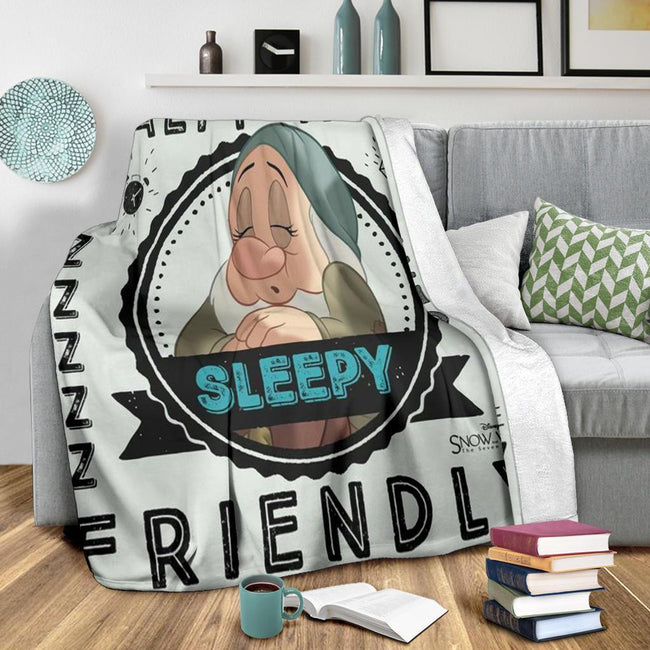 Sleepy Dwarf Fleece Blanket Snow White And 7 Dwarfs 3 - PerfectIvy