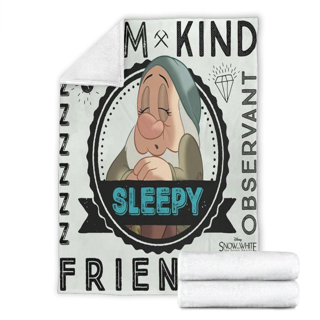 Sleepy Dwarf Fleece Blanket Snow White And 7 Dwarfs 4 - PerfectIvy