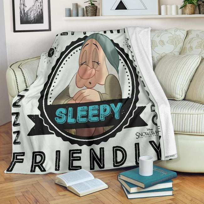 Sleepy Dwarf Fleece Blanket Snow White And 7 Dwarfs 1 - PerfectIvy