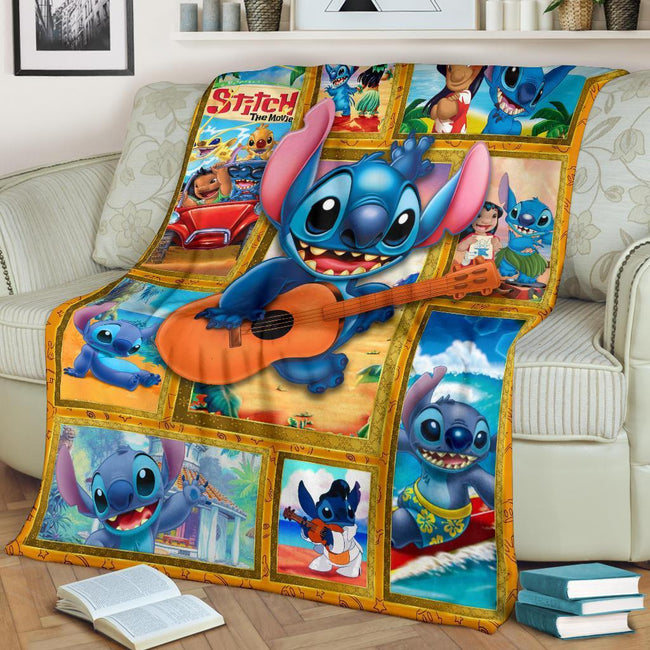 Stitch Play Guitar Fleece Blanket Gift Idea 2 - PerfectIvy