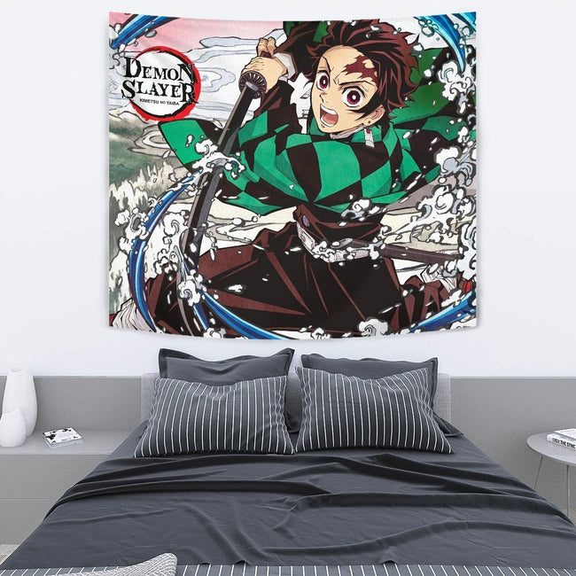 Tanjiro Water Skill Tapestry Kimetsu No Yaiba Anime Fan Gift 3 - PerfectIvy