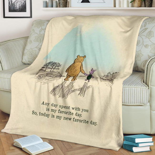 Today Is My New Favorite Day Piglet and Pooh Fleece Blanket 2 - PerfectIvy
