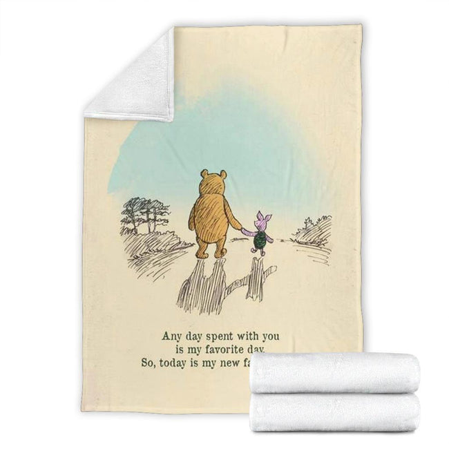 Today Is My New Favorite Day Piglet and Pooh Fleece Blanket 4 - PerfectIvy