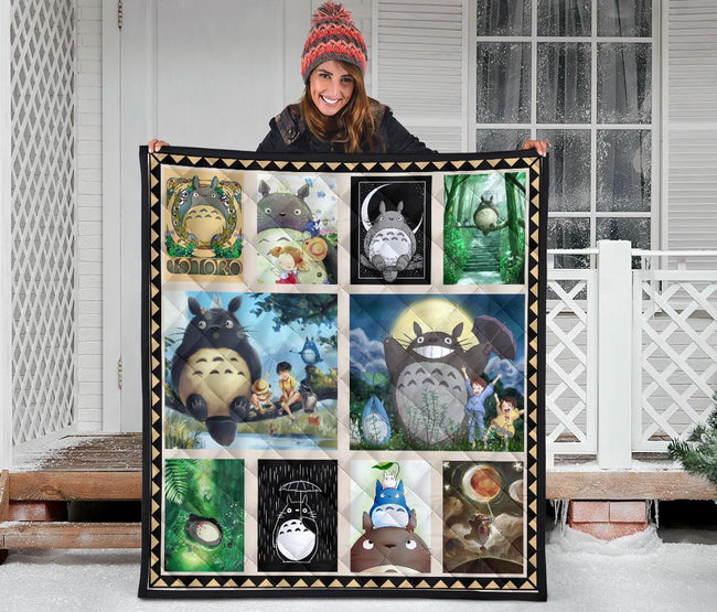 Totoro Quilt Blanket Custom Anime My Neighbor Totoro Home Bedding 3 - PerfectIvy