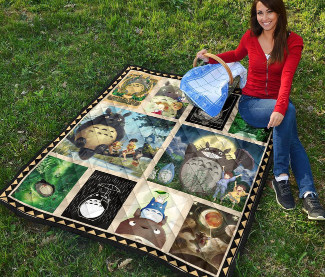 Totoro Quilt Blanket Custom Anime My Neighbor Totoro Home Bedding 6 - PerfectIvy