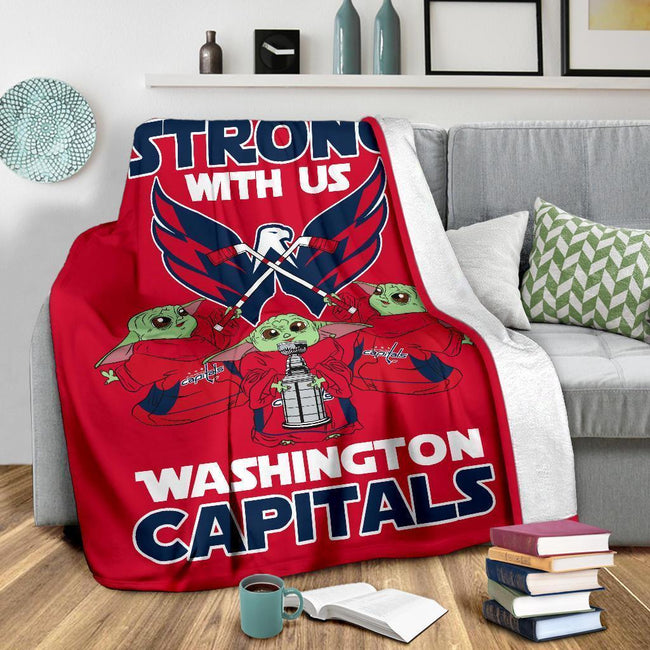 Washington Capitals Baby Yoda Fleece Blanket The Force Strong 4 - PerfectIvy