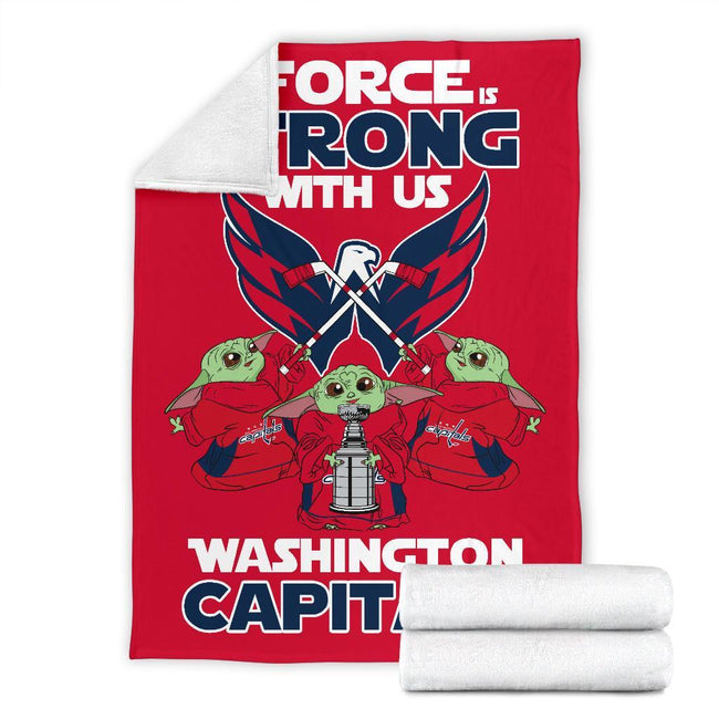 Washington Capitals Baby Yoda Fleece Blanket The Force Strong 7 - PerfectIvy