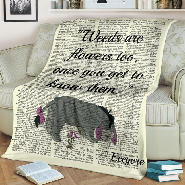 Weeds Are Flowers Too Eeyore Fleece Blanket 2 - PerfectIvy