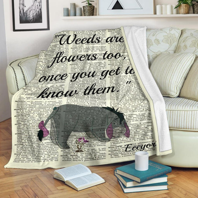 Weeds Are Flowers Too Eeyore Fleece Blanket 1 - PerfectIvy