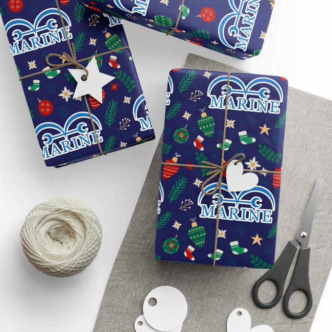 PT29102510 Holiday Gift Wrap with Christmas Design Marine Emblem