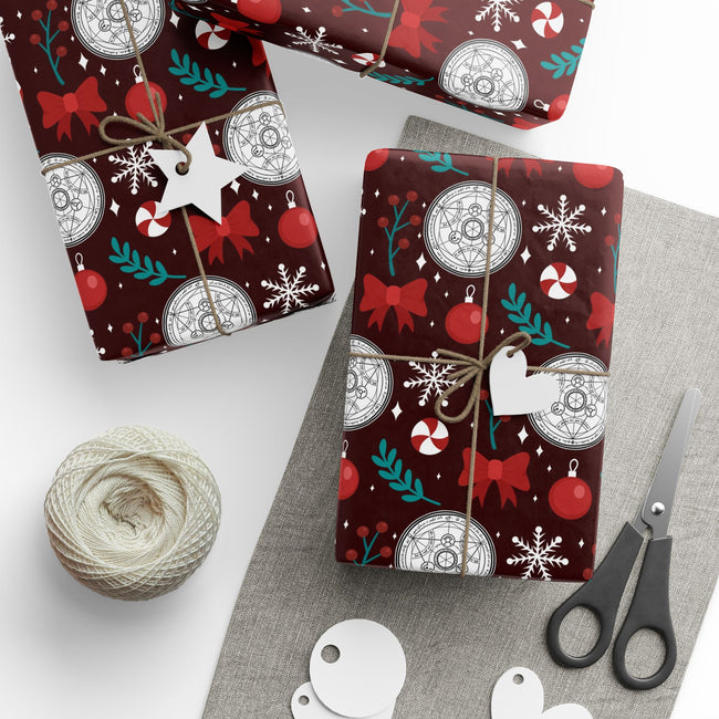 PT29102528 Holiday Gift Wrap with Christmas Design Transmutation Alchemy Emblem